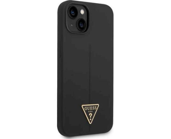 Guess GUHCP14MSLTGK Silicone Triangle Hardcase Aizsargapvalks priekš iPhone 14 Plus / 15 Plus 6.7" / melns Neoriģinālie Maciņi