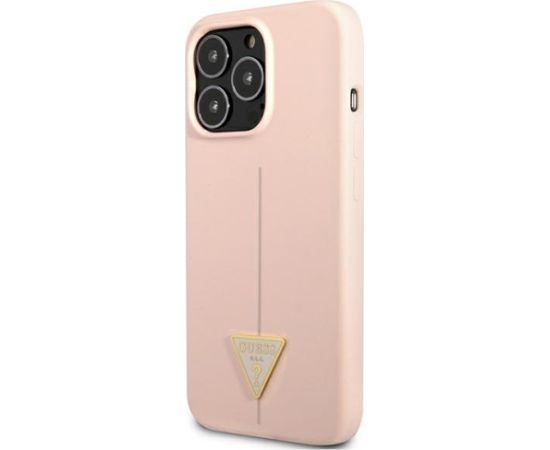 Guess GUHCP13XSLTGP Silicone Triangle Aizsargapvalks priekš iPhone 13 Pro Max 6,7" / rozā Neoriģinālie Maciņi