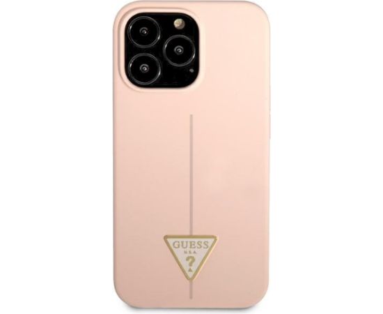 Guess GUHCP13XSLTGP Silicone Triangle Aizsargapvalks priekš iPhone 13 Pro Max 6,7" / rozā Neoriģinālie Maciņi
