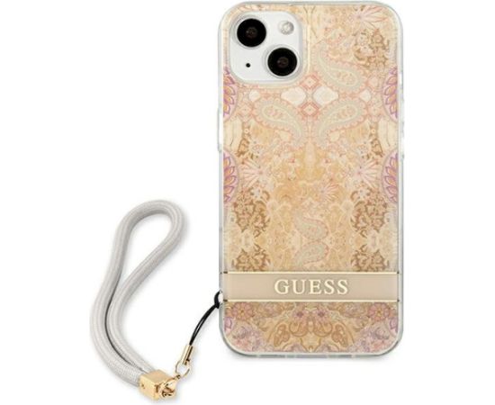 Guess GUHCP13SHFLSD Flower Strap Aizsargapvalks priekš iPhone 13 mini 5,4" / zelta Neoriģinālie Maciņi