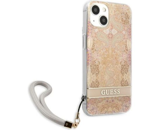Guess GUHCP13SHFLSD Flower Strap Aizsargapvalks priekš iPhone 13 mini 5,4" / zelta Neoriģinālie Maciņi