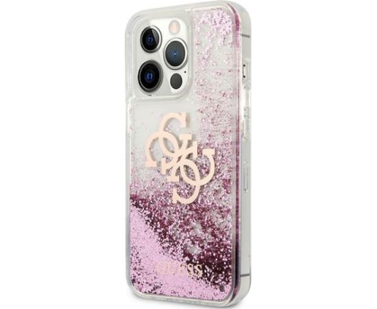 Guess GUHCP13XLG4GPI Hardcase 4G Big Liquid Glitter Aizsargapvalks priekš iPhone 13 Pro Max 6.7" / rozā Neoriģinālie Maciņi