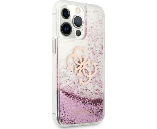 Guess GUHCP13XLG4GPI Hardcase 4G Big Liquid Glitter Aizsargapvalks priekš iPhone 13 Pro Max 6.7" / rozā Neoriģinālie Maciņi