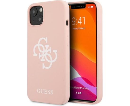 Guess GUHCP13SLS4GWPI Silicone 4G Logo Aizsargapvalks priekš iPhone 13 mini 5,4" / rozā Neoriģinālie Maciņi