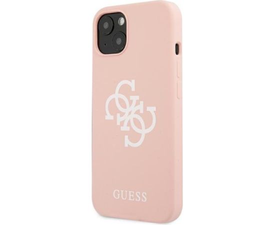 Guess GUHCP13SLS4GWPI Silicone 4G Logo Aizsargapvalks priekš iPhone 13 mini 5,4" / rozā Neoriģinālie Maciņi