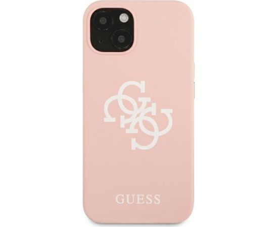Guess GUHCP13SLS4GWPI Silicone 4G Logo Aizsargapvalks priekš iPhone 13 mini 5,4" / rozā Neoriģinālie Maciņi