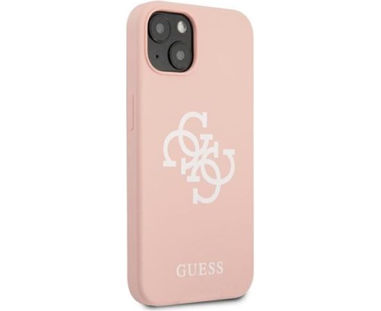 Guess GUHCP13SLS4GWPI Silicone 4G Logo Aizsargapvalks priekš iPhone 13 mini 5,4" / rozā Neoriģinālie Maciņi