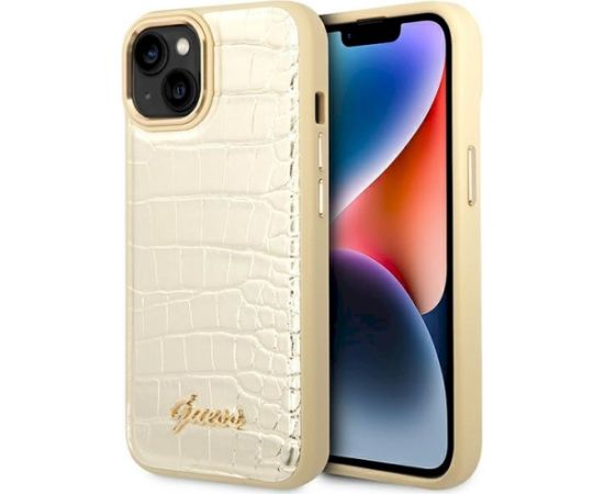 Guess GUHCP14MHGCRHD Croco Collection Aizsargapvalks priekš iPhone 14 Plus / 15 Plus 6.7" / zelta Neoriģinālie Maciņi