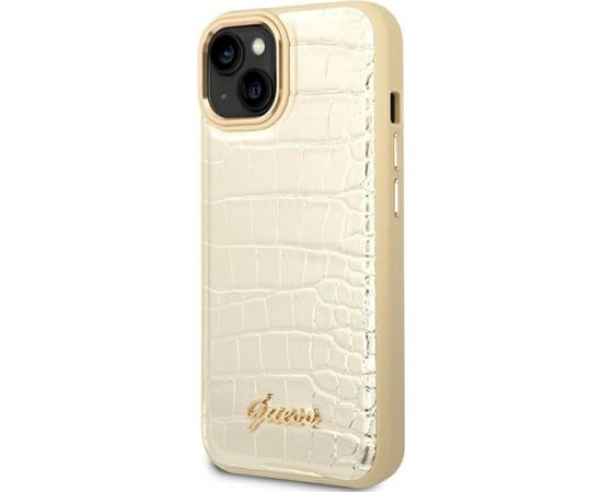 Guess GUHCP14MHGCRHD Croco Collection Aizsargapvalks priekš iPhone 14 Plus / 15 Plus 6.7" / zelta Neoriģinālie Maciņi