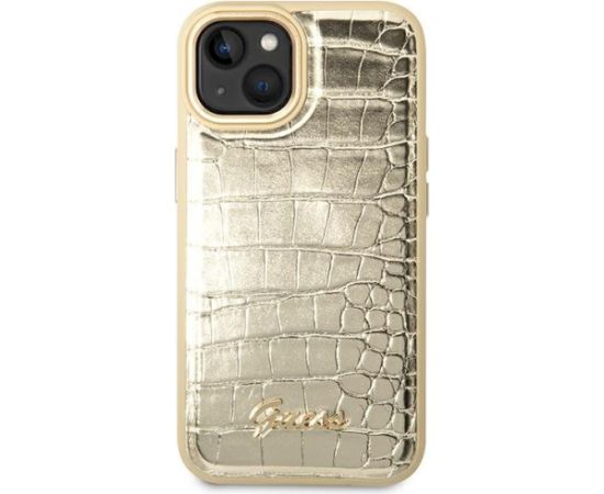 Guess GUHCP14MHGCRHD Croco Collection Aizsargapvalks priekš iPhone 14 Plus / 15 Plus 6.7" / zelta Neoriģinālie Maciņi
