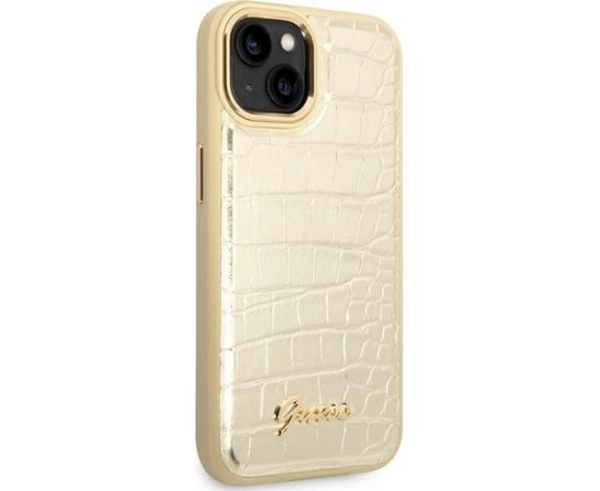 Guess GUHCP14MHGCRHD Croco Collection Aizsargapvalks priekš iPhone 14 Plus / 15 Plus 6.7" / zelta Neoriģinālie Maciņi