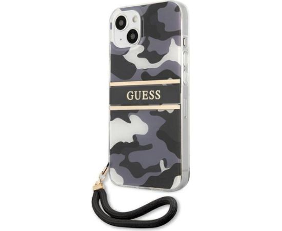 Guess GUHCP13MKCABBK Camo Strap Collection Aizsargapvalks priekš iPhone 13 / 14 / 15 6,1" / melns Neoriģinālie Maciņi