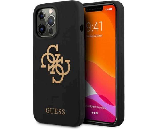 Guess GUHCP13XLS4GGBK Silicone 4G Logo Aizsargapvalks priekš iPhone 13 Pro Max 6.7" / melns Neoriģinālie Maciņi