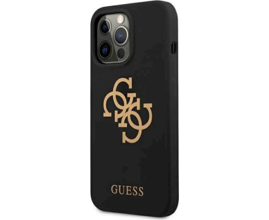 Guess GUHCP13XLS4GGBK Silicone 4G Logo Aizsargapvalks priekš iPhone 13 Pro Max 6.7" / melns Neoriģinālie Maciņi