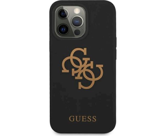 Guess GUHCP13XLS4GGBK Silicone 4G Logo Aizsargapvalks priekš iPhone 13 Pro Max 6.7" / melns Neoriģinālie Maciņi