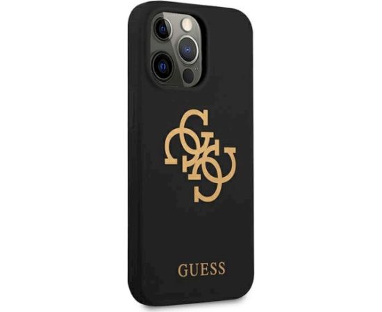 Guess GUHCP13XLS4GGBK Silicone 4G Logo Aizsargapvalks priekš iPhone 13 Pro Max 6.7" / melns Neoriģinālie Maciņi