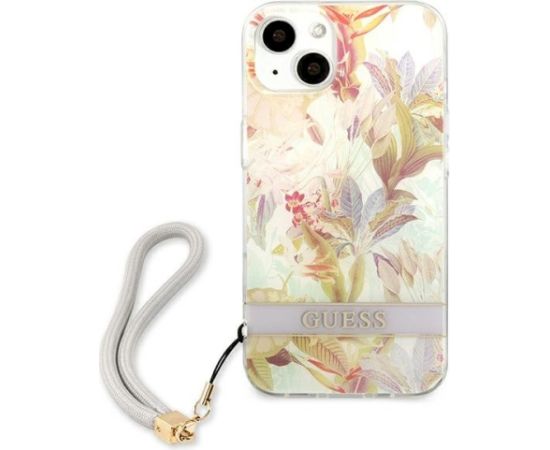 Guess GUHCP13SHFLSU Hardcase Flower Strap Aizsargapvalks priekš iPhone 13 mini 5,4" / violets Neoriģinālie Maciņi