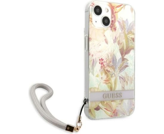 Guess GUHCP13SHFLSU Hardcase Flower Strap Aizsargapvalks priekš iPhone 13 mini 5,4" / violets Neoriģinālie Maciņi