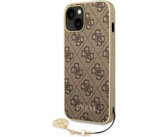Guess GUHCP14MGF4GBR Hardcase 4G Charms Collection Aizsargapvalks priekš iPhone 14 Plus / 15 Plus 6.7" / brūns Neoriģinālie Maciņi