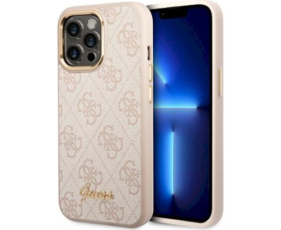 Guess GUHCP14LHG4SHP Hardcase 4G Vintage Gold Logo Aizsargapvalks priekš iPhone 14 Pro 6,1" / rozā Neoriģinālie Maciņi