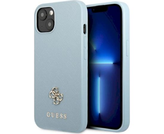 Guess GUHCP13SPS4MB Saffiano 4G Small Metal Logo Aizsargapvalks priekš iPhone 13 mini 5,4" / zils Neoriģinālie Maciņi