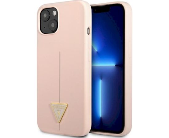 Guess GUHCP13SSLTGP Silicone Triangle Hardcase Aizsargapvalks priekš iPhone 13 mini 5,4" / rozā Neoriģinālie Maciņi