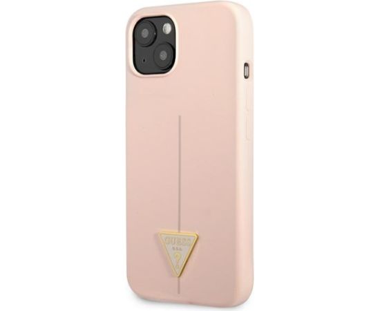 Guess GUHCP13SSLTGP Silicone Triangle Hardcase Aizsargapvalks priekš iPhone 13 mini 5,4" / rozā Neoriģinālie Maciņi