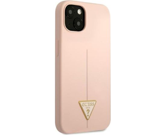 Guess GUHCP13SSLTGP Silicone Triangle Hardcase Aizsargapvalks priekš iPhone 13 mini 5,4" / rozā Neoriģinālie Maciņi