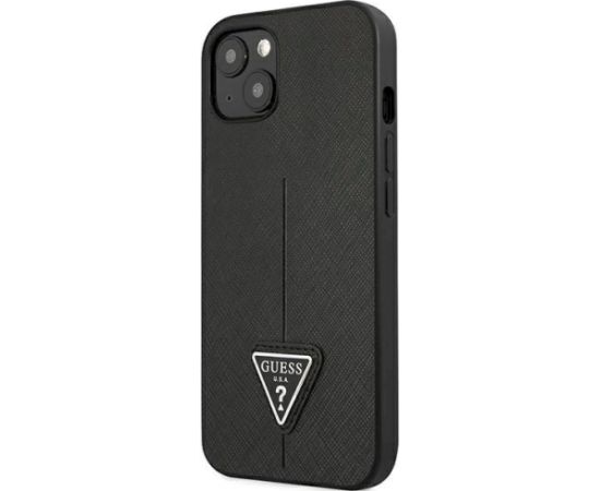 Guess GUHCP14MPSATLK Hardcase Saffiano Triangle Logo Aizsargapvalks priekš iPhone 14 Plus/15 Plus 6.7" / melns Neoriģinālie Maciņi