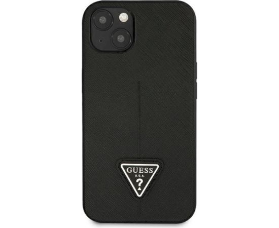 Guess GUHCP14MPSATLK Hardcase Saffiano Triangle Logo Aizsargapvalks priekš iPhone 14 Plus/15 Plus 6.7" / melns Neoriģinālie Maciņi