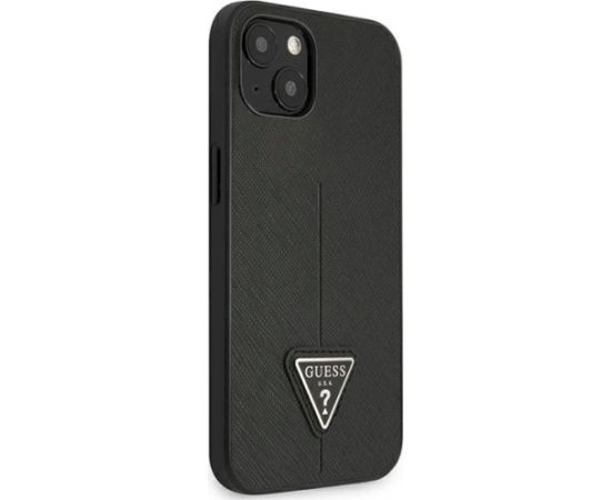 Guess GUHCP14MPSATLK Hardcase Saffiano Triangle Logo Aizsargapvalks priekš iPhone 14 Plus/15 Plus 6.7" / melns Neoriģinālie Maciņi