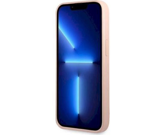 Guess GUHCP14MPSATLP Hardcase Saffiano Triangle Logo Aizsargapvalks priekš iPhone 14 Plus / 15 Plus 6.7" / rozā Neoriģinālie Maciņi