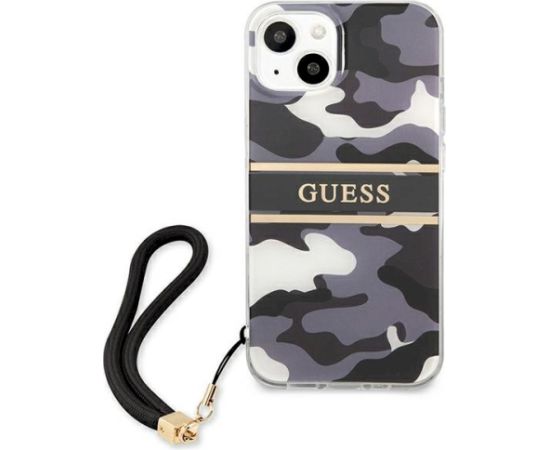 Guess GUHCP13SKCABBK Camo Strap Collection Aizsargapvalks priekš iPhone 13 mini 5,4" / melns Neoriģinālie Maciņi