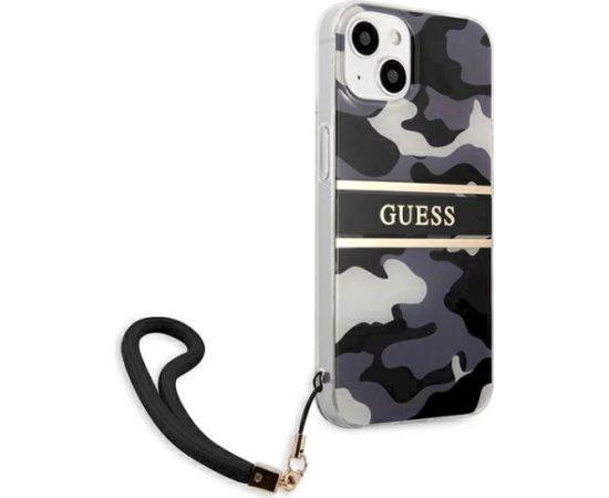 Guess GUHCP13SKCABBK Camo Strap Collection Aizsargapvalks priekš iPhone 13 mini 5,4" / melns Neoriģinālie Maciņi