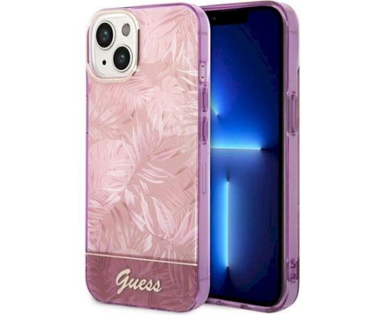 Guess GUHCP14MHGJGHP Jungle Collection Aizsargapvalks priekš iPhone 14 Plus / 15 Plus 6.7" / rozā Neoriģinālie Maciņi