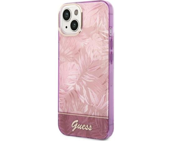 Guess GUHCP14MHGJGHP Jungle Collection Aizsargapvalks priekš iPhone 14 Plus / 15 Plus 6.7" / rozā Neoriģinālie Maciņi