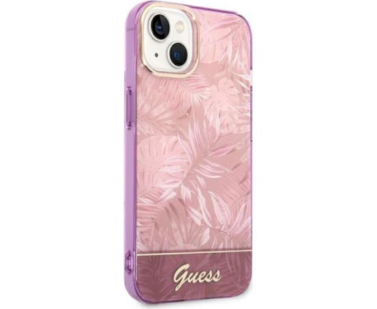 Guess GUHCP14MHGJGHP Jungle Collection Aizsargapvalks priekš iPhone 14 Plus / 15 Plus 6.7" / rozā Neoriģinālie Maciņi