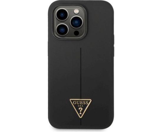 Guess GUHCP14LSLTGK Silicone Triangle Hardcase Aizsargapvalks priekš iPhone 14 Pro 6,1" / melns Neoriģinālie Maciņi