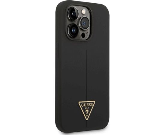 Guess GUHCP14LSLTGK Silicone Triangle Hardcase Aizsargapvalks priekš iPhone 14 Pro 6,1" / melns Neoriģinālie Maciņi