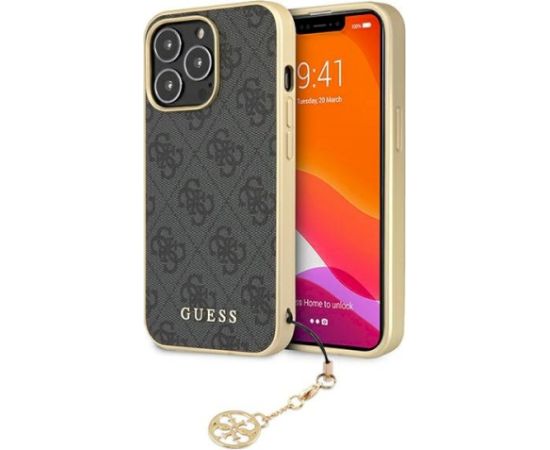 Guess GUHCP13XGF4GGR Hardcase 4G Charms Collection Aizsargapvalks priekš iPhone 13 Pro Max 6,7" / pelēks Neoriģinālie Maciņi