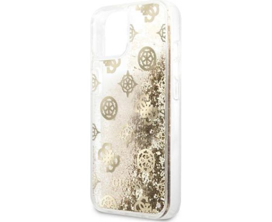 Guess GUHCP13SLGPEGO Peony Liquid Glitter Aizsargapvalks priekš iPhone 13 mini 5,4" / zelta Neoriģinālie Maciņi