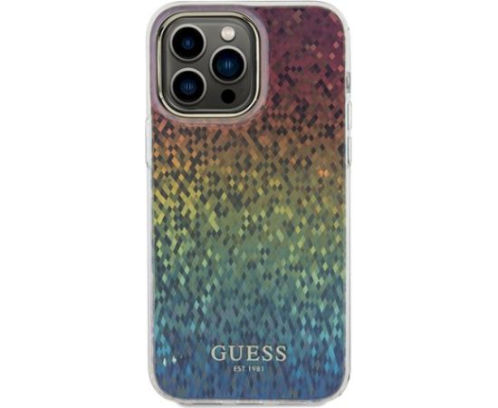 Guess GUHCP13XHDECMI Hardcase IML Faceted Mirror Disco Iridescen Aizsargapvalks priekš iPhone 13 Pro Max 6.7" Neoriģinālie Maciņi