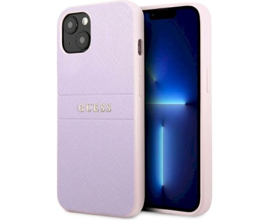Guess GUHCP13SPSASBPU Saffiano Hot Stamp & Metal Logo Aizsargapvalks priekš iPhone 13 mini 5,4" / violets Neoriģinālie Maciņi