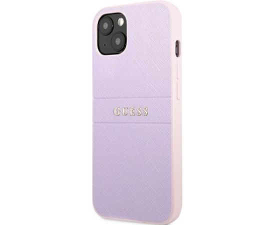 Guess GUHCP13SPSASBPU Saffiano Hot Stamp & Metal Logo Aizsargapvalks priekš iPhone 13 mini 5,4" / violets Neoriģinālie Maciņi