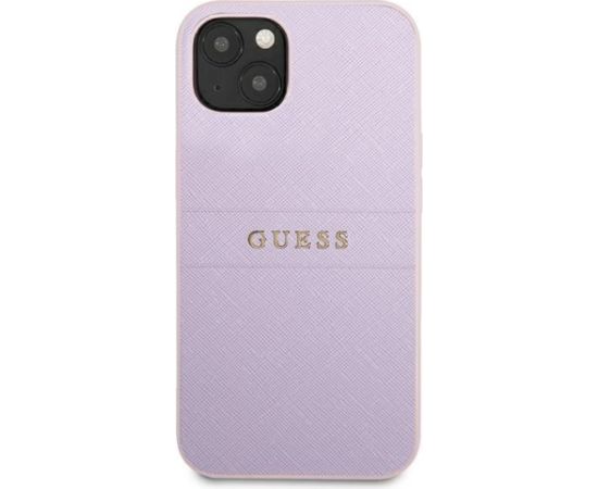 Guess GUHCP13SPSASBPU Saffiano Hot Stamp & Metal Logo Aizsargapvalks priekš iPhone 13 mini 5,4" / violets Neoriģinālie Maciņi