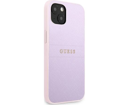 Guess GUHCP13SPSASBPU Saffiano Hot Stamp & Metal Logo Aizsargapvalks priekš iPhone 13 mini 5,4" / violets Neoriģinālie Maciņi