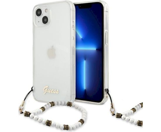 Guess GUHCP13SKPSWH Aizsargapvalks priekš iPhone 13 mini 5,4" / Transparent White Pearl Neoriģinālie Maciņi