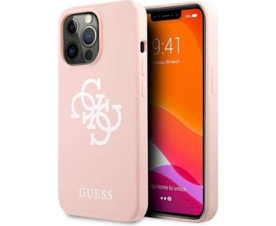 Guess GUHCP13XLS4GWPI Silicone 4G Logo Aizsargapvalks priekš iPhone 13 Pro Max 6,7" / rozā Neoriģinālie Maciņi