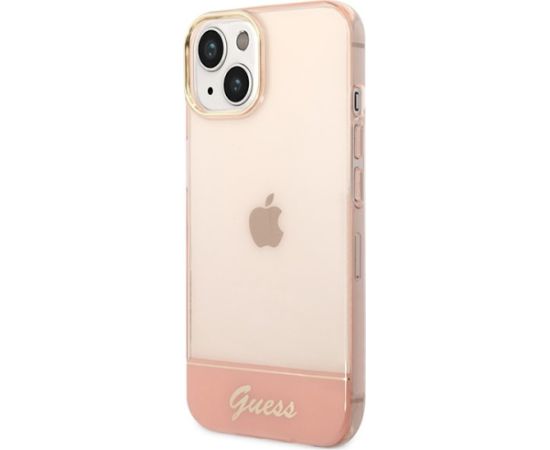 Guess GUHCP14MHGCOP Hardcase Translucent Aizsargapvalks priekš iPhone 14 Plus / 15 Plus 6.7" / rozā Neoriģinālie Maciņi
