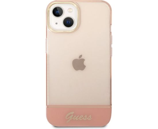 Guess GUHCP14MHGCOP Hardcase Translucent Aizsargapvalks priekš iPhone 14 Plus / 15 Plus 6.7" / rozā Neoriģinālie Maciņi